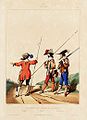 Французский гвардейский пехотный полк: сержант, пикинёр, мушкетёр 1630 год, рисунок 1830 года.