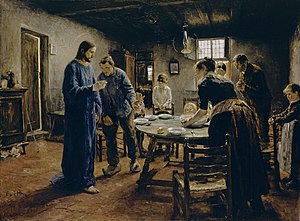 Grace before the Meal, by Fritz von Uhde, 1885. Fritz von Uhde - Das Tischgebet - Google Art Project.jpg