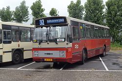 De Amsterdamse CSA-II bus GVB 373 van Stichting BRAM tijdens de viering, te Den Haag, van 50 jaar Standaard Stadsbussen in Nederland.