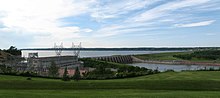 Gavins Point Dam at Yankton, South Dakota, is the uppermost obstacle to navigation from the mouth on the Missouri today. Gavins Point Dam.jpg