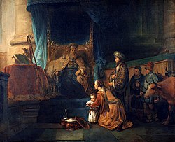Gerbrand van den Eeckhout - Anna toont haar zoon Samuël aan de priester Eli.jpg