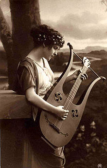 Girl with a lyre-guitar