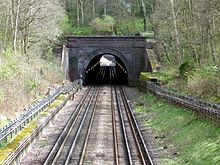 The tunnel between Chigwell and Grange Hill Grange Hill Tunnel west.JPG