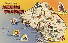 Curt Teich map postcard depicting SoCal attractions Greetings from Southern California (NBY 437614).jpg