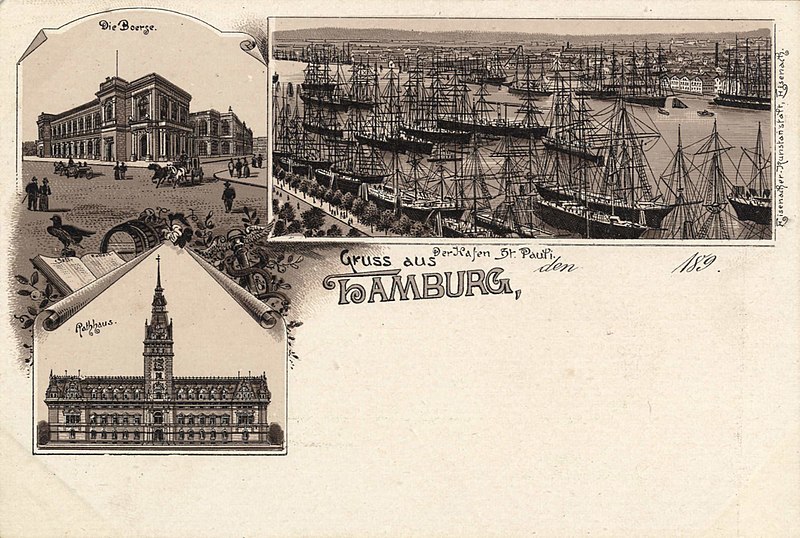 File:Hamburg, Hamburg - Boerge; Rathaus; Hafen St. Pauli (Zeno Ansichtskarten).jpg