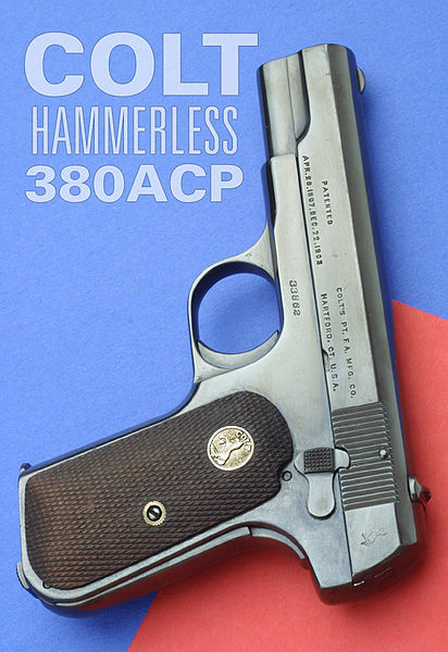 The .380 ACP Colt Model 1903 Pocket Hammerless uses simple blowback. The mass of the slide is enough to delay opening of the chamber until pressure ha