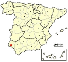 Lage der Stadt Huelva in Spanien