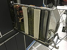Wire wrapped backplane of an IBM 1401 computer, introduced in 1959 IBM 1401 backplane.jpg