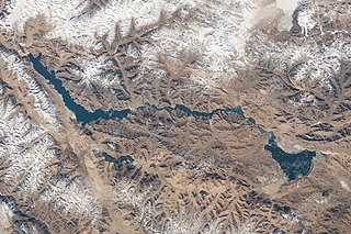 Pangong Tso Soda lake located in India and Tibet