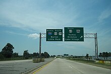 US 63 at the southern terminus of I-530 in Pine Bluff Int530nRoad-Exit46-AR190US65s-US63sUS79s (29256137500).jpg