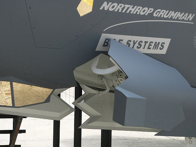 The F-35 Lightning II offers better stealthy features (such as this landing gear door) than prior American multi-role fighters, such as the F-16 Fight