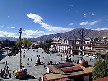 Looking across the square at Jokhang temple, Lhasa Jokhang Temple Lhasa Tibet China Xi Cang La Sa Da Zhao Si  - panoramio (6).jpg