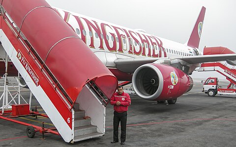 Kingfisher Airlines airplane at the Chennai International Airport (MMA)