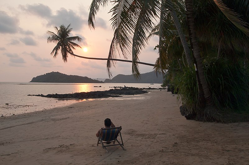 File:Koh Mak, Thailand, Sunset on the beach with palms.jpg