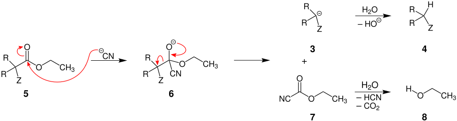 Krapcho-Decarboxilation Mechanism-v4b.svg