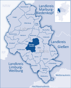 Poziția Ehringshausen pe harta districtului Lahn-Dill-Kreis