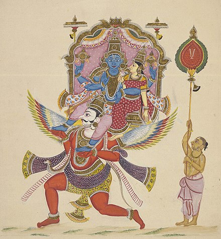 Vishnu with Lakshmi (Lakshmi Narayan) on Garuda.