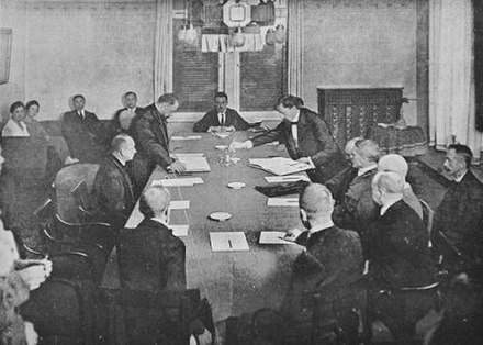 Signing of the Latvian-Soviet Russian Peace Treaty in Riga, 1920