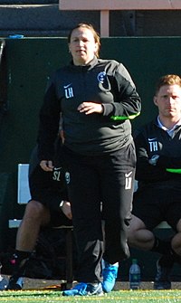 Laura Harvey won the first two WSL seasons managing Arsenal. Laura Harvey (cropped).JPG