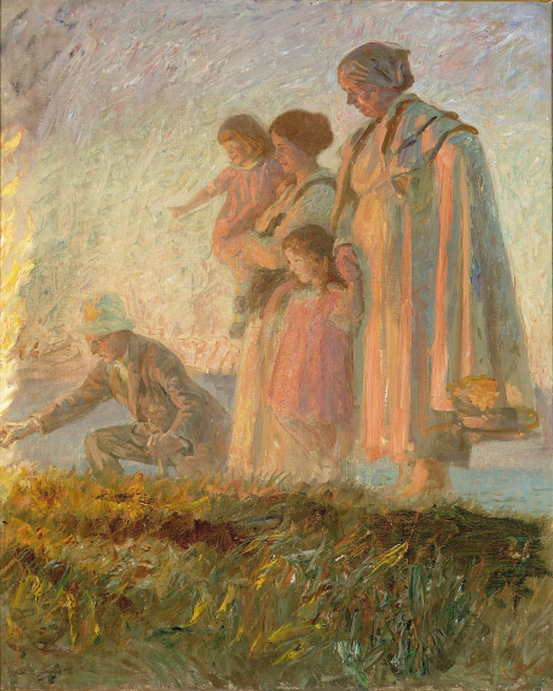 Laurits Tuxen - Ved Sankthansblet p Skagen strand - 1920.png