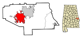 Lee County Alabama Incorporated and Unincorporated areas Auburn Highlighted.svg
