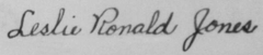 Leslie Ronald Jones (1886-1967) signature from the WWI draft registration on June 5, 1917.png