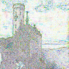 This image shows the (accentuated) difference between an image saved as JPEG 2000 (quality 50%) and the original. Lichtenstein jpeg2000 difference.png