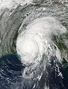 Hurricane Lili shortly after landfall in Louisiana on October 3 Lili 2002-10-03 1900Z.jpg