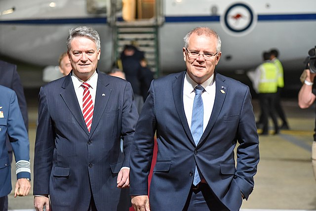 Cormann with Prime Minister Scott Morrison at the 2018 G20 Buenos Aires summit