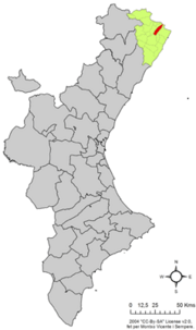 Localização do município de Sant Jordi/San Jorge na Comunidade Valenciana