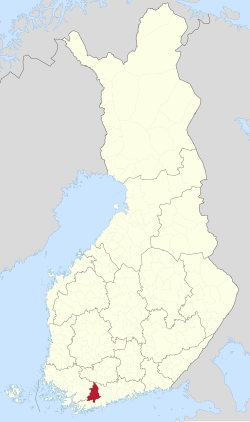 Lohja'nın Finlandiya'daki konumu