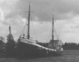 Motorship Annemarie at the pier of the Eberhard shipsyard in Arnis (Schleswig-Holstein)