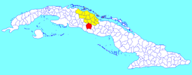 Manicaragua municipality (red) within Villa Clara Province (yellow) and Cuba