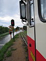 Überfahrt über die Mankellbron: Die Ampel zeigt schon, das Eisenbahnsignal noch Rot.