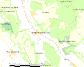 Poziția localității Verrey-sous-Salmaise