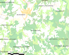 Mapa obce Faux-Mazuras