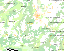 Mapa obce Langeac