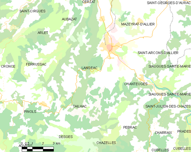 Poziția localității Langeac