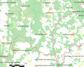 Mapa obce Sauvessanges