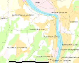 Mapa obce Curis-au-Mont-d’Or