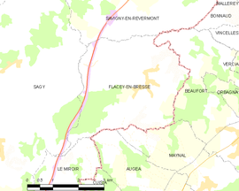 Mapa obce Flacey-en-Bresse