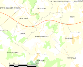 Mapa obce Flamets-Frétils