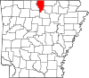 Map of Arkansas highlighting Baxter County.svg