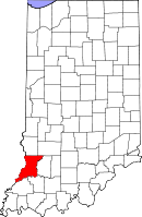 ノックス郡の位置を示したインディアナ州の地図