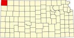 Karte von Cheyenne County innerhalb von Kansas