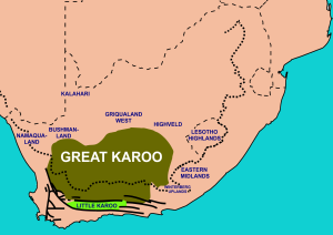 Nagy-Karoo (sötétzöld - Great Karoo) Kis-Karoo (világoszöld - Little Karoo)