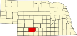 map of Nebraska highlighting Frontier County
