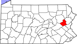 map of Pennsylvania highlighting Carbon County