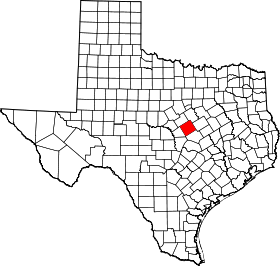 Map of Texas highlighting Coryell County.svg