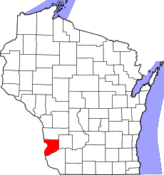 Map of Wisconsin highlighting Crawford County.svg